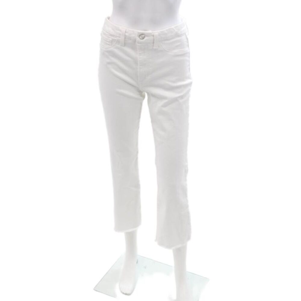 Joe's Collection Women Cropped White Jeans Mid Rise Button Size 29